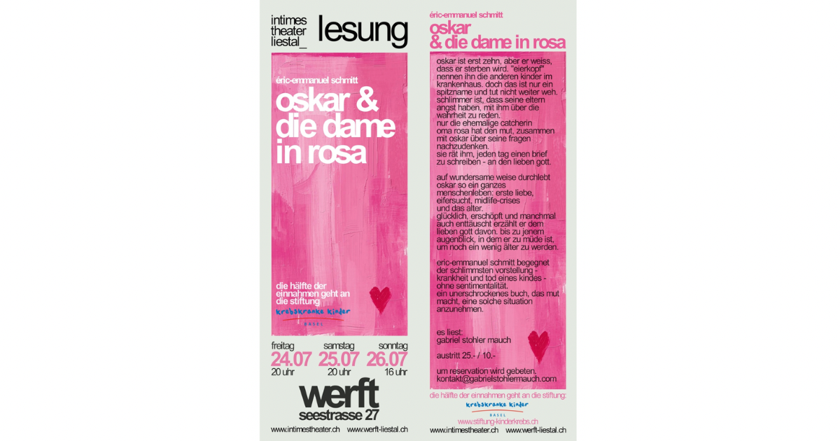 Lesung „Oskar & die Dame in Rosa“